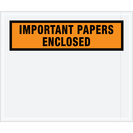 10 x 12" Orange "Important Papers Enclosed" Envelopes